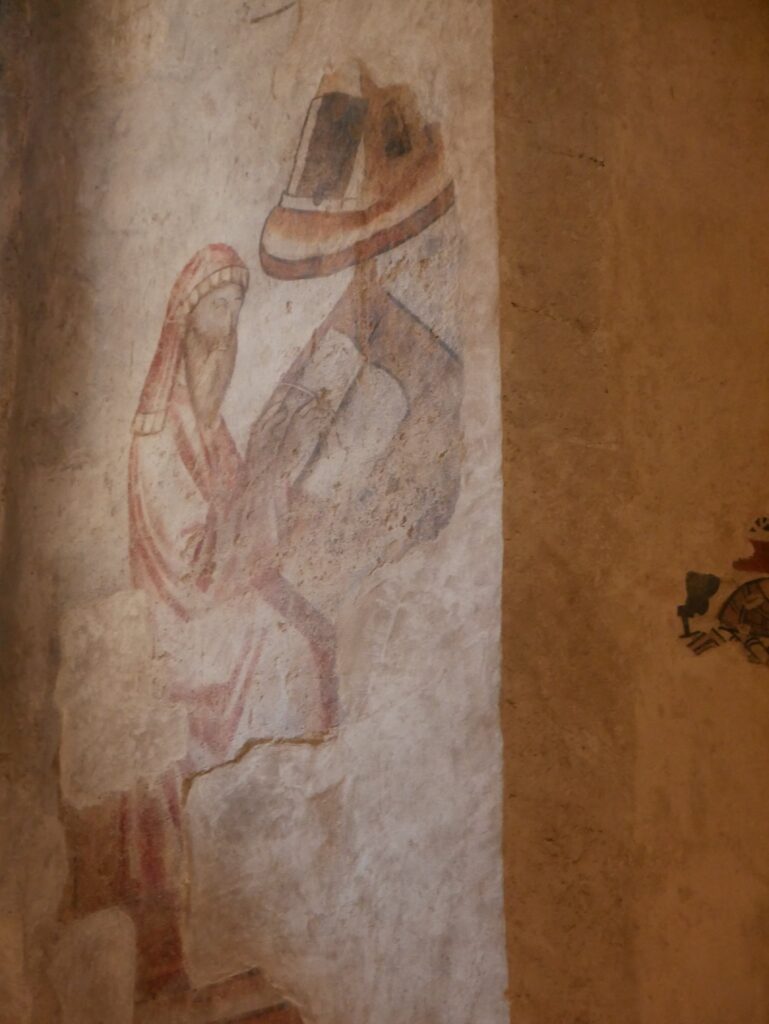 Affresco raffigurante un monaco all'interno della Rocca Albornoz